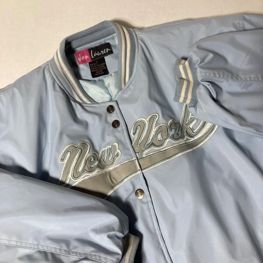 Vintage Jon Lauren New York Puffer Bomber Jacket Men's Size XL Blue‎
